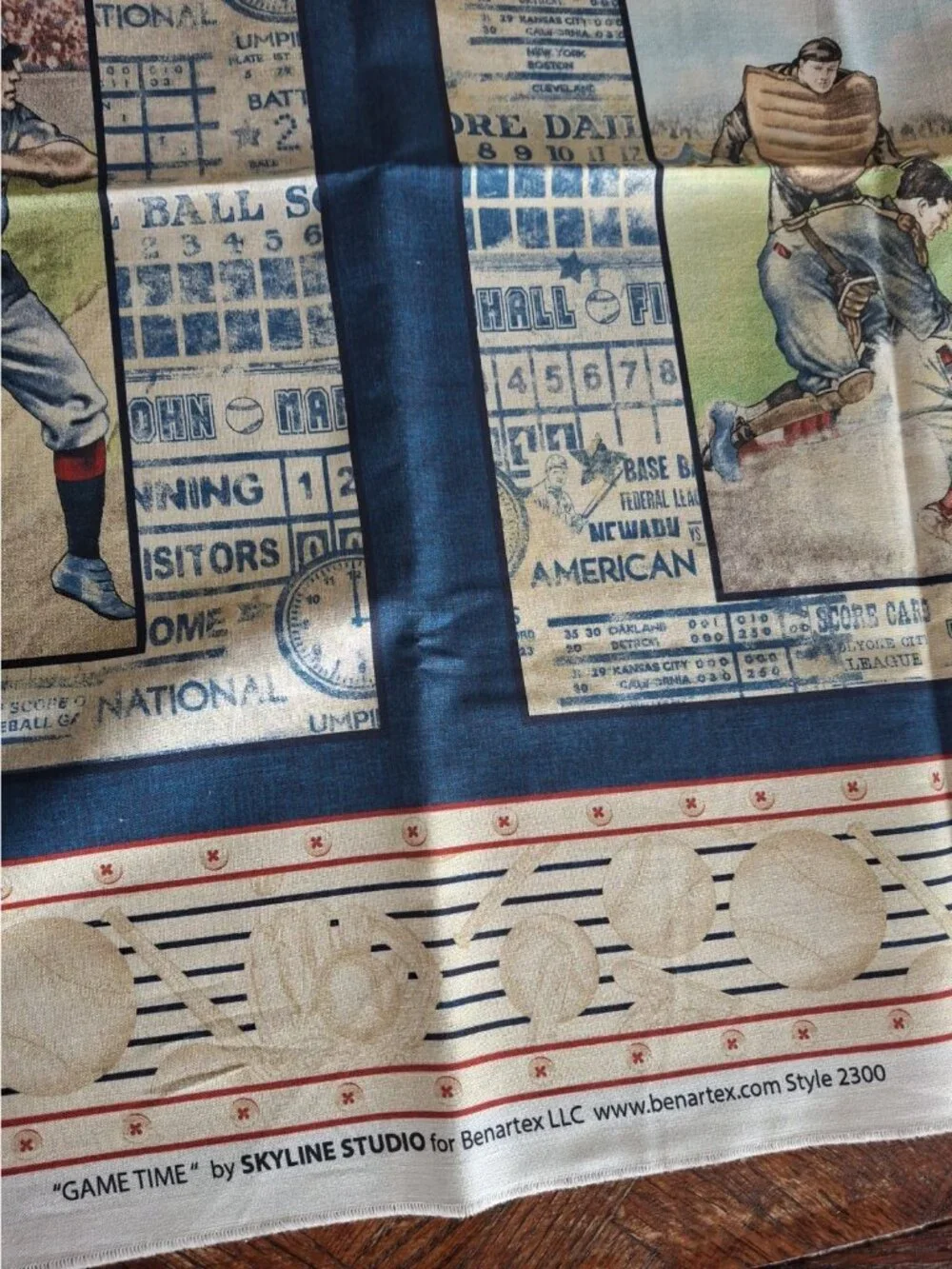 Game Time Baseball Fabric Skyline Studio Benartex #2300 -22